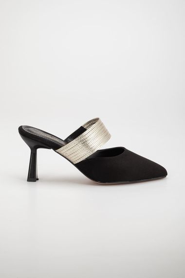 Женские черные замшевые туфли на каблуке - фото 3