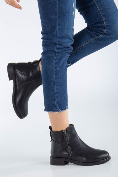 Женские ботинки Parla на плоской подошве на молнии, черная кожа - фото 2