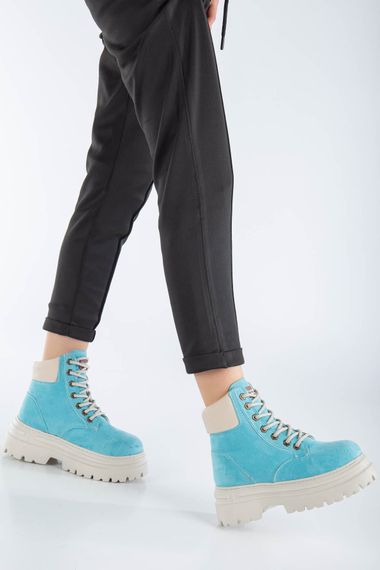 Женские ботинки Luxes на шнуровке синие замшевые - фото 2