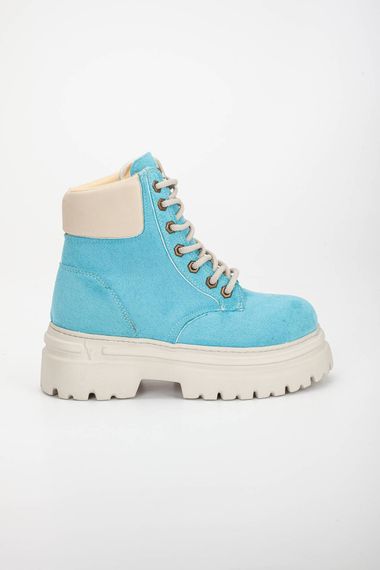 Женские ботинки Luxes на шнуровке синие замшевые - фото 3