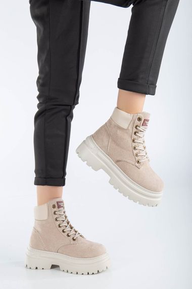 Женские ботинки на шнуровке Luxes, светло-коричневые замшевые - фото 1