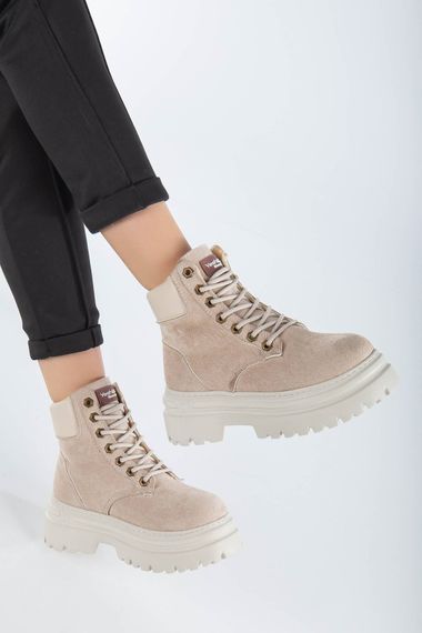 Женские ботинки на шнуровке Luxes, светло-коричневые замшевые - фото 2