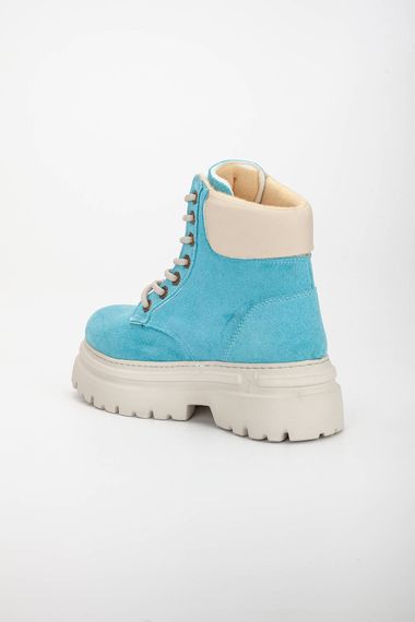 Женские ботинки Luxes на шнуровке синие замшевые - фото 5