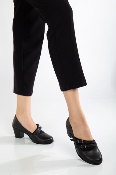 Lodi Kadın Siyah Cilt Topuklu Ayakkabı - fotoğraf 1