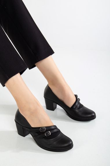 Lodi Kadın Siyah Cilt Topuklu Ayakkabı - fotoğraf 2