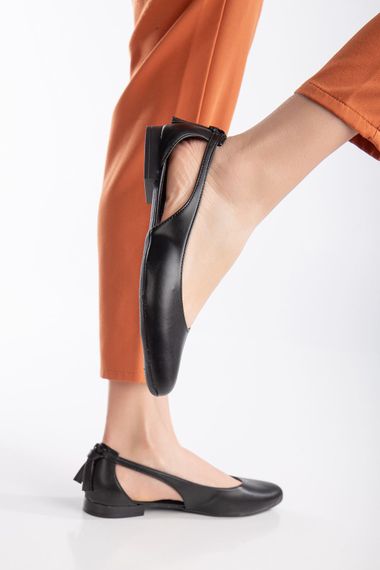 Чорні шкіряні балетки Miste з ортопедичною підошвою для повсякденного використання, підбори 1 см, розміри 36-40 - фото 1