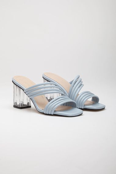 Luca Women's Transparent Heel Heeled Slippers Baby Blue - photo 3