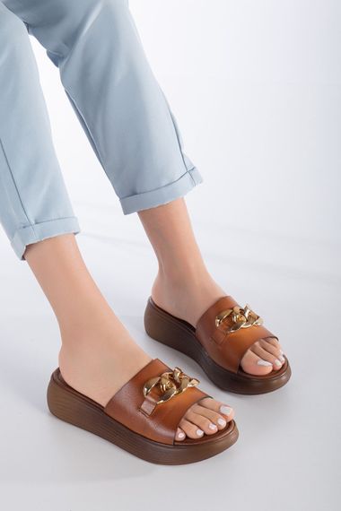 جيري حريمي مشبك جلد طبيعي نعال طابا - صورة 1