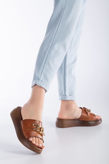 جيري حريمي مشبك جلد طبيعي نعال طابا - صورة 2