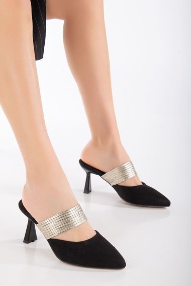 Women's Black Suede Heeled Shoes - photo 1