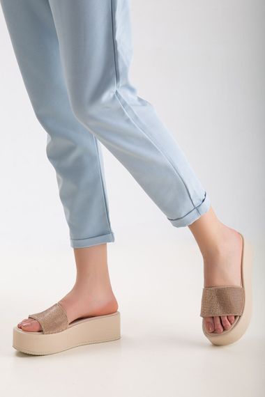 George Kadın Dolgu Taban Taşlı Terlik Rose - fotoğraf 2