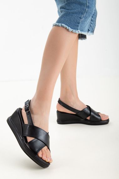 Monsi Women's Heeled Feta Sandals Black Skin - photo 1