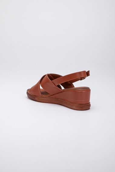 Monsi Kadın Topuklu Feta Sandalet Taba Cilt - fotoğraf 5