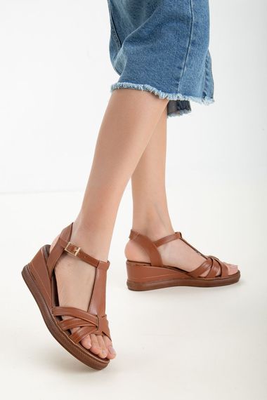 Miss Kadın Topuklu Sandalet Taba Cilt - fotoğraf 2