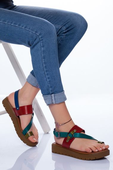 Alaçatı Hakiki Deri Sandalet MİX