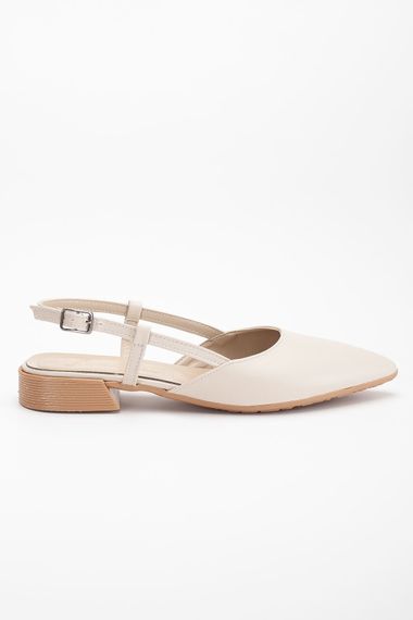 Kadın Günlük Arkası Acık BEJ Cilt Sivri Burun Babet - fotoğraf 3