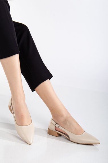 Kadın Günlük Karnı Yarık Sivri Burun Babet Ten Cilt - photo 2