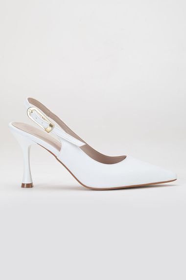 Kadın Beyaz Cilt Stiletto Sivri Burun Topuklu Ayakkabı - photo 3