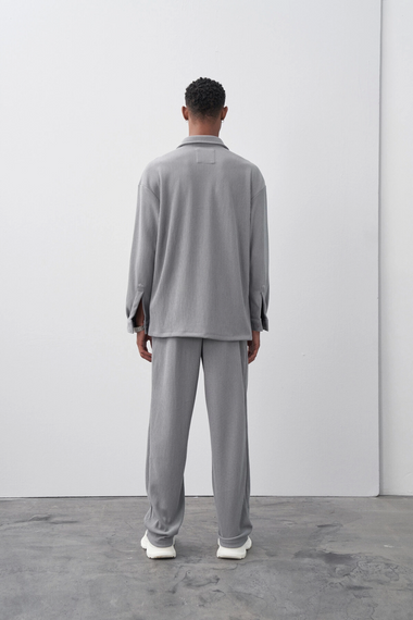 Men's Casual Cut Corduroy Suit Trousers - Gray - photo 2