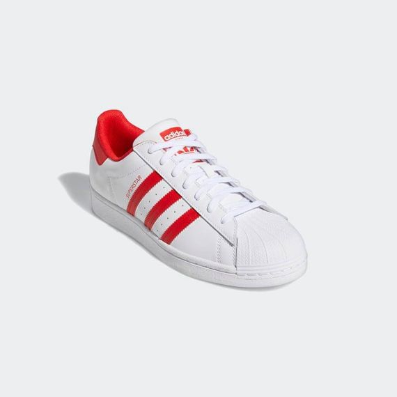 Unisex Leather Superstar Casual Sneakers-White-Red - photo 2