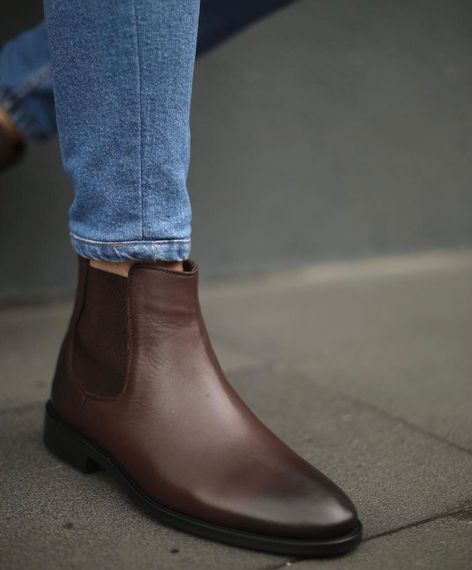 New Season Men's Eva Leather Sole Lace-Up Leather Leather Chelsea Boots-Brown - photo 5