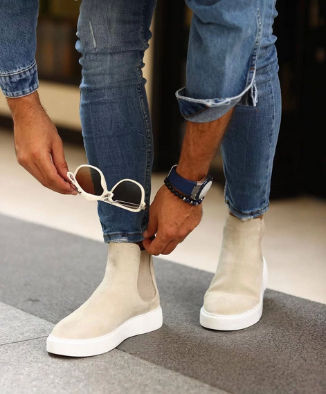 New Season Men's Eva Sole Leather Chelsea Boots - Beige - photo 1