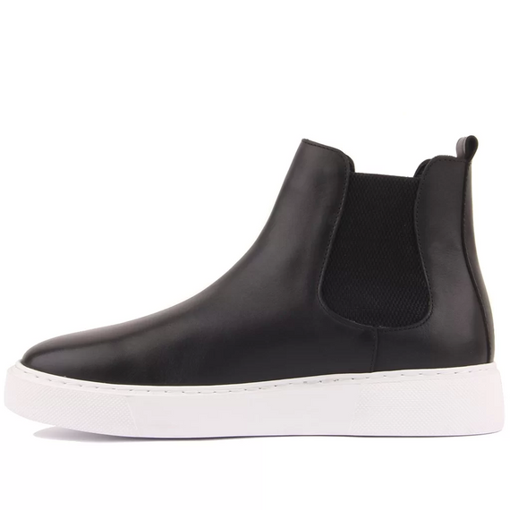 New Season Men's Eva Sole Leather Chelsea Boots - Black White - photo 5