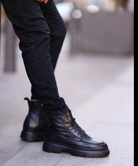 Men's Eva Sole Leather Lace Up Boots - Black - photo 2