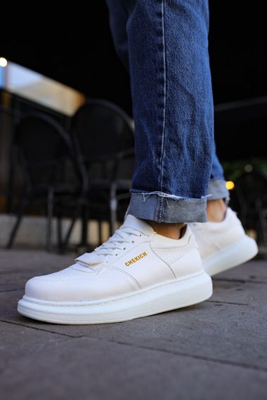 Мужские спортивные обувь с высоким каблуком на липучках - белая, ортопедическая, комфортная, на все случаи жизни, размеры 40-44 - фото 3