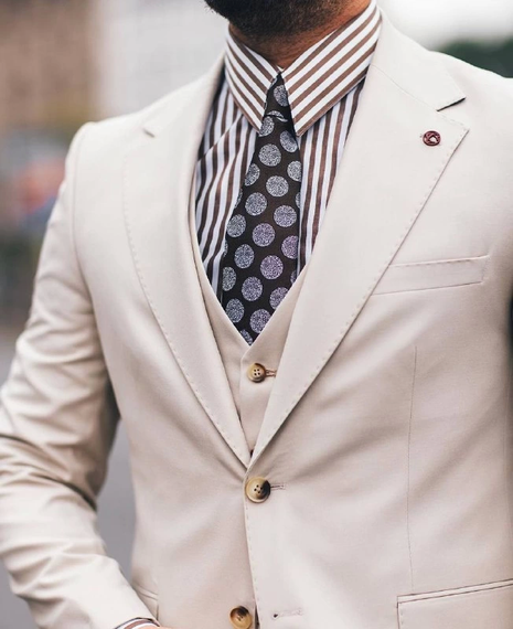 Чоловічий піджак з брюками в кремовому кольорі, Slim Fit, фірмове вбрання для комфортної носки - фото 3