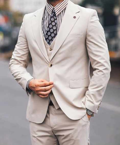 Чоловічий піджак з брюками в кремовому кольорі, Slim Fit, фірмове вбрання для комфортної носки - фото 5