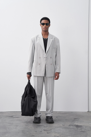 Men's Oversize Double Breasted Suit-Grey - photo 1