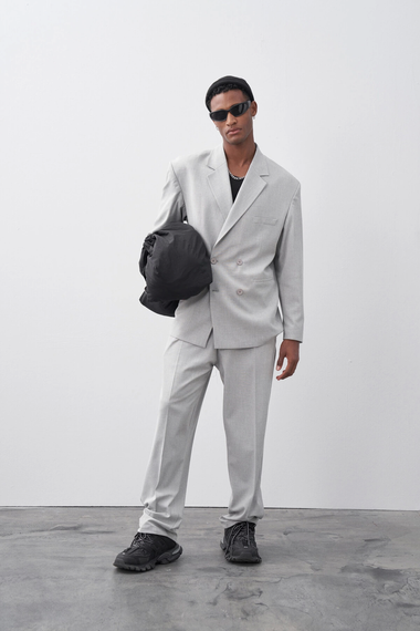 Men's Oversize Double Breasted Suit-Grey - photo 5