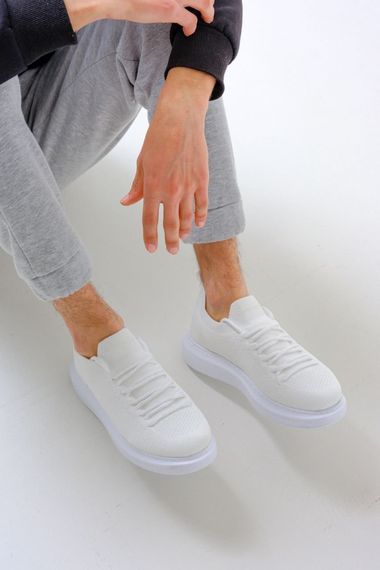 Erkek Tarz Casual Sneaker Günlük Spor Bez Ayakkabı -Beyaz - fotoğraf 2