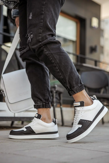 Мужские термообувь с шнурками, бело-черные, ортопедическая стелька, 100% хлопковая подкладка, высота каблука 2 см, размеры 40-44 - фото 2