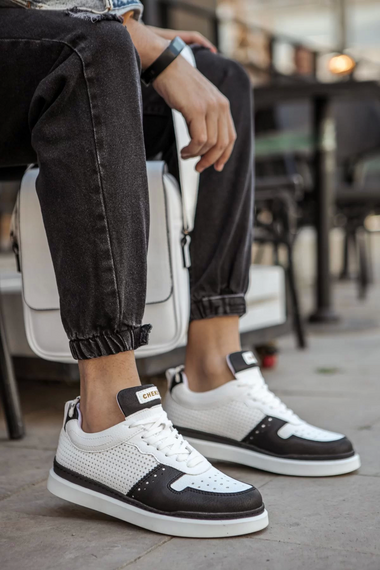 Мужские термообувь с шнурками, бело-черные, ортопедическая стелька, 100% хлопковая подкладка, высота каблука 2 см, размеры 40-44 - фото 4