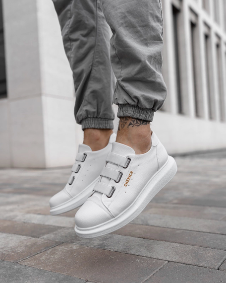 Мужские кроссовки без шнурков с Eva подошвой - белые, ортопедическая стелька, 100% хлопок, искусственная кожа, размеры 40-44 - фото 2