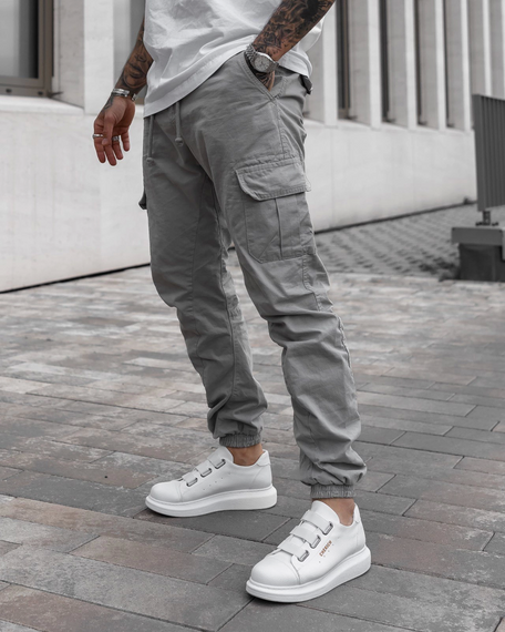 Мужские кроссовки без шнурков с Eva подошвой - белые, ортопедическая стелька, 100% хлопок, искусственная кожа, размеры 40-44 - фото 4