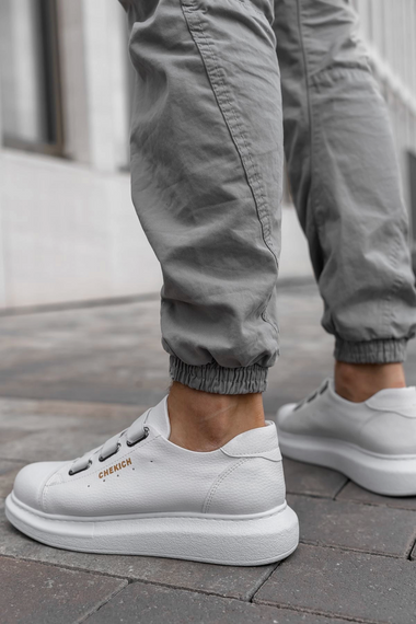 Мужские кроссовки без шнурков с Eva подошвой - белые, ортопедическая стелька, 100% хлопок, искусственная кожа, размеры 40-44 - фото 5