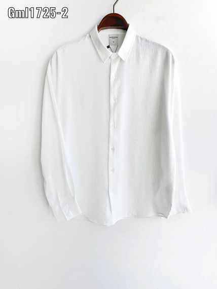 Men's Owersize Linen Long Sleeve Shirt - White