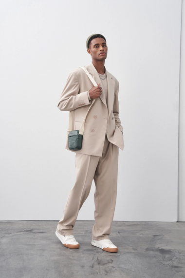 Men's Oversize Double Breasted Suit-Cream - photo 2