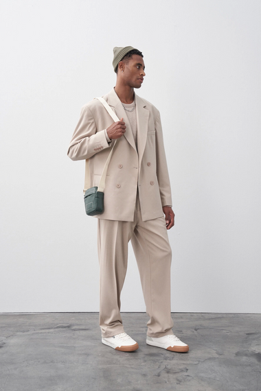 Men's Oversize Double Breasted Suit-Cream - photo 4