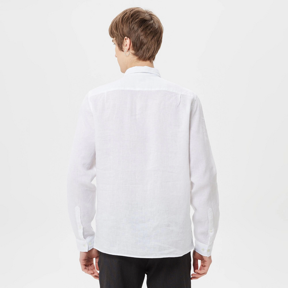 Чоловіча вузька сорочка Lacoste з льону - Білий, розміри: S, M, L, XL, XXL - фото 2