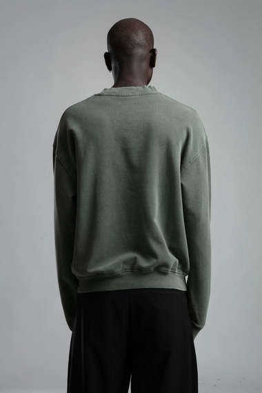 Чоловічий oversized светр з круглним вирізом, відмитий - зелений, різні розміри S, M, L, XL, XXL - фото 4