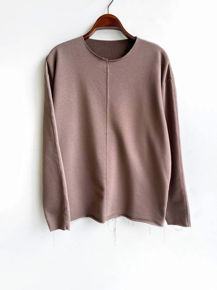 Erkek Bisiklet Pis Yaka Uzun Kol Owersıze Sweat - Kahverengi - fotoğraf 2