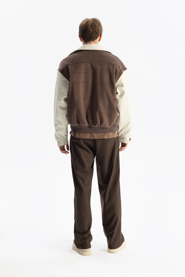 Чоловічий оверсайз бомбер з кашеміру - коричневий - фото 3