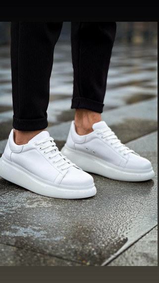 Erkek Sneakers Şeffaf Taban Günlük Spor Casual Ayakkabı -Beyaz-Beyaz - fotoğraf 2