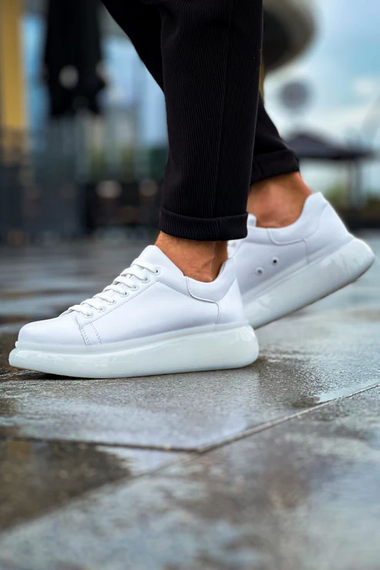 Erkek Sneakers Şeffaf Taban Günlük Spor Casual Ayakkabı -Beyaz-Beyaz - fotoğraf 4