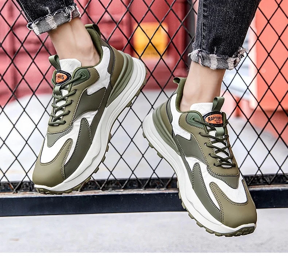 Чоловічі повсякденні ортопедичні спортивні туфлі - зелені з шкіряними та текстильними матеріалами розмір 40-47 - фото 3