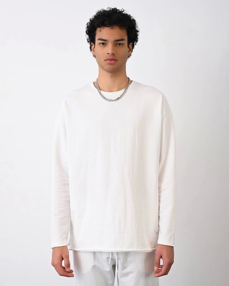 Erkek Bisiklet Yaka 2 İplik Uzun Kol Owersıze Sweat - Siyah - fotoğraf 3